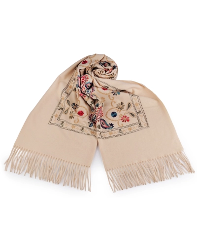 Veľká teplá šatka / pléd vyšívaná so strapcami, typu kašmír 70x180 cm - 1 ks | Mimib