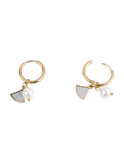 Náušnice z nerezovej ocele krúžky s perlou - 1 pár | Mimib