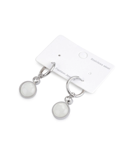 Náušnice z nerezovej ocele krúžky s brúseným kamienkom a perleťou - 1 pár | Mimib