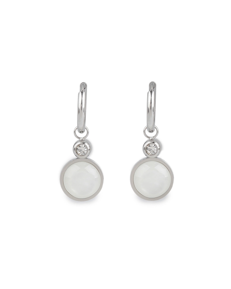 Náušnice z nerezovej ocele krúžky s brúseným kamienkom a perleťou - 1 pár | Mimib