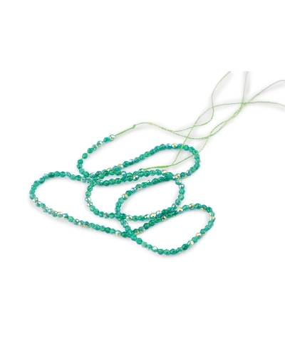 Sklenené korálky brúsené ohňovky 2 mm s AB efektom, na šnúrke - 1 sáčok | Mimib