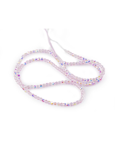 Sklenené korálky brúsené ohňovky 2 mm s AB efektom, na šnúrke - 1 sáčok | Mimib