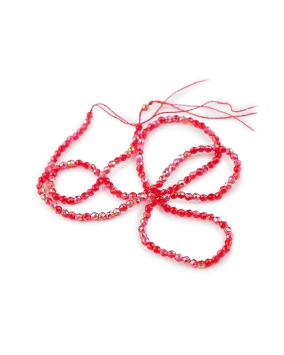 Sklenené korálky brúsené ohňovky 2 mm s AB efektom, na šnúrke - 1 sáčok | Mimib