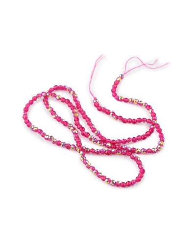 Sklenené korálky brúsené ohňovky 2 mm s AB efektom, na šnúrke - 1 sáčok | Mimib