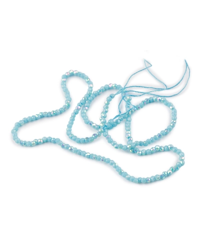 Sklenené korálky brúsené ohňovky 2 mm s AB efektom, na šnúrke - 1 sáčok | Mimib