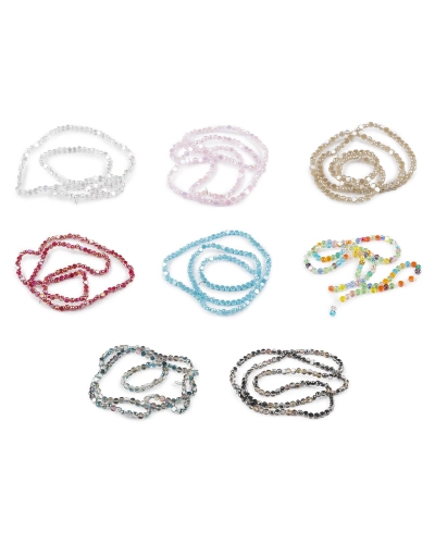 Sklenené korálky brúsené 4 mm ploché, na drôtiku - 1 sáčok | Mimib