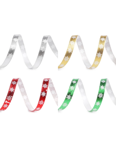Vianočná stuha metalická vločky šírka 10 mm - 22.5 m | Mimib