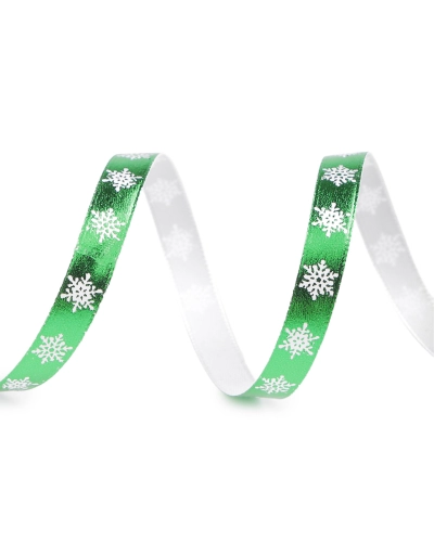 Vianočná stuha metalická vločky šírka 10 mm - 22.5 m | Mimib