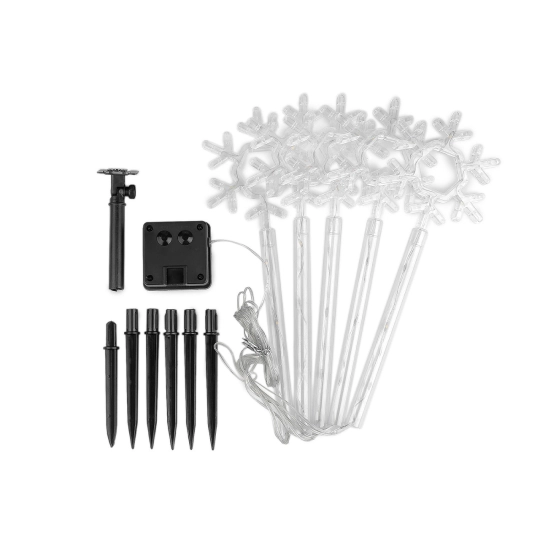 Vianočné solárne svietidlo so zápichom stromčeky, hviezdy, vločky - 1 sada | Mimib