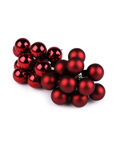 Vianočná sklenená banka na drôtiku Ø2,5 cm - mat a lesk - 12 ks | Mimib