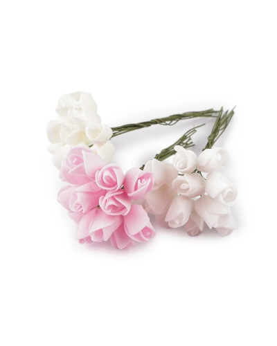 Umelá penová mini ruža na drôtiku - 1 zväzok | Mimib