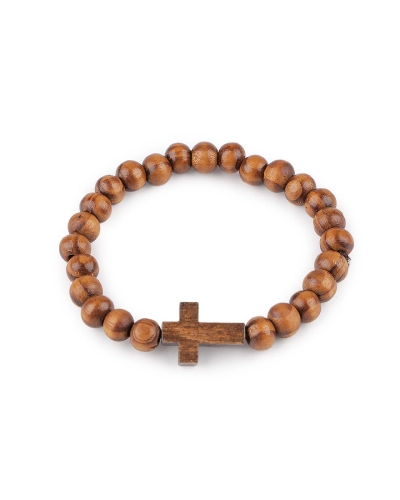 Náramok drevený unisex krížik - 1 ks | Mimib