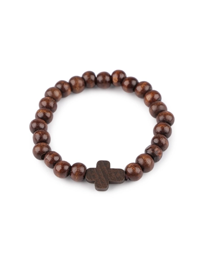 Náramok drevený unisex krížik - 1 ks | Mimib