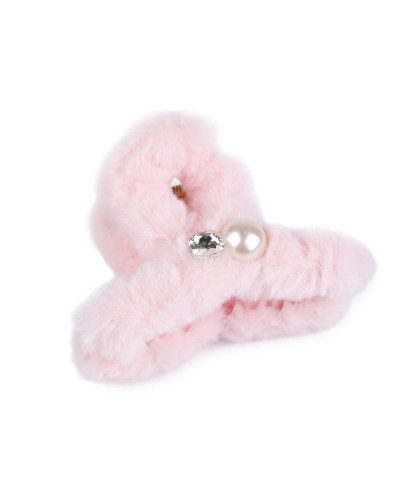 Štipec do vlasov kožušinový s perlou a brúseným kameňom - 1 ks | Mimib