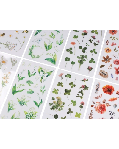 Priehľadné samolepky kvetín a rastlín - 1 sáčok | Mimib