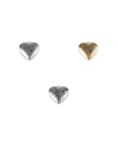 Madailónik roztvárací srdce zdobený Ø29 mm z nerezovej ocele - 1 ks | Mimib