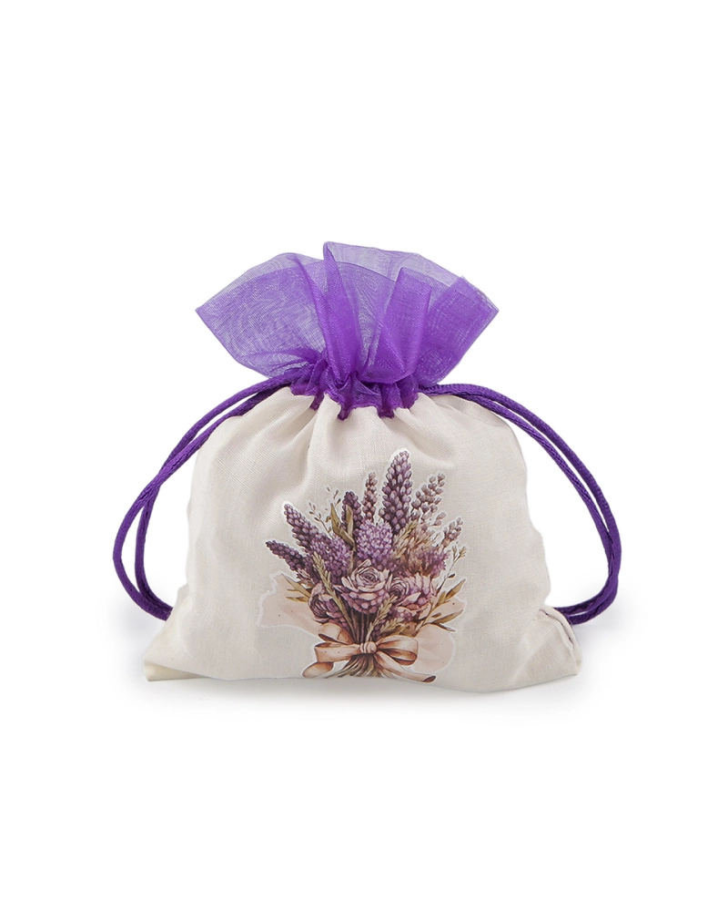 Darčekové vrecúško s potlačou levandule 10x13 cm - 3 ks | Mimib