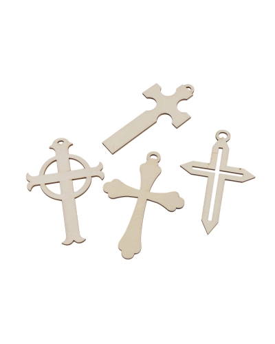 Drevený kríž na tvorenie / domaľovanie sada 4 ks - 1 sáčok | Mimib