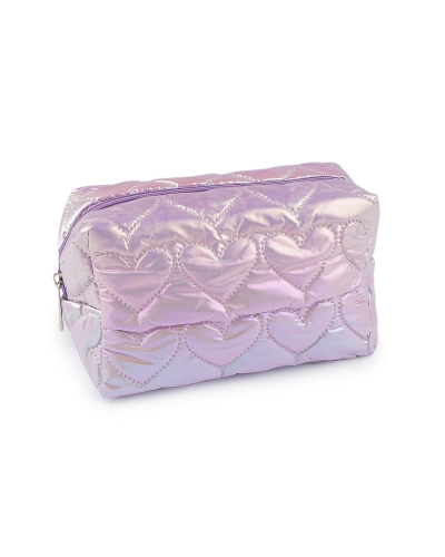 Kozmetická taška / púzdro prešívané, srdce 18x11 cm holografické - 1 ks | Mimib