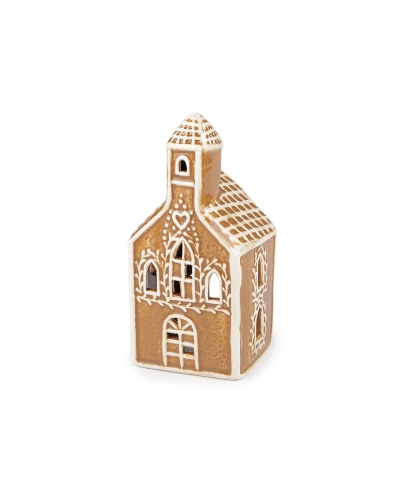 Vianočný domček, kostol na sviečku imitácia perníka - 1 ks | Mimib