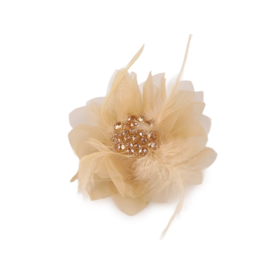 Brošňa so sklenenými brúsenými korálikmi a perím - 1 ks | Mimib