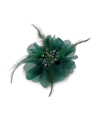 Brošňa so sklenenými brúsenými korálikmi a perím - 1 ks | Mimib