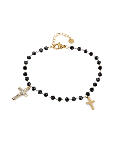 Náramok z nerezovej ocele krížik s brúsenými korálikmi - 1 ks | Mimib