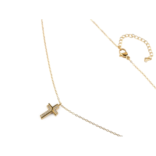 Náhrdelník z nerezovej ocele krížik s brúsenými kamienkami - 1 ks | Mimib