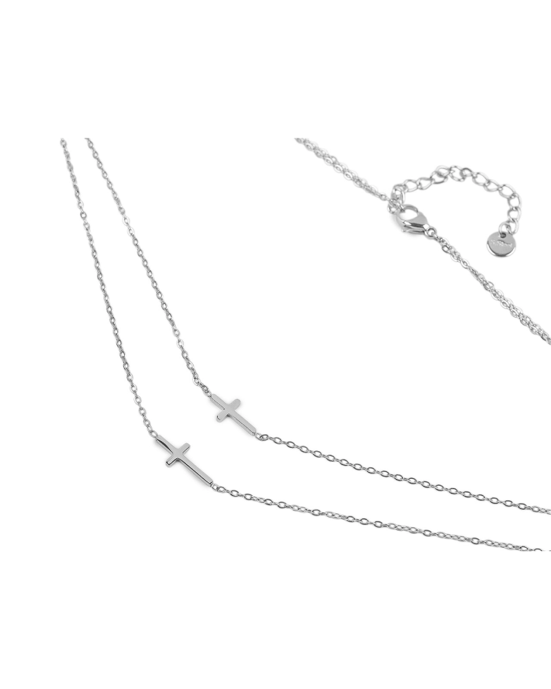 Náhrdelník z nerezovej ocele dvojitý, krížik - 1 ks | Mimib