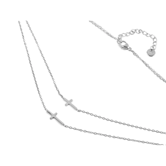 Náhrdelník z nerezovej ocele dvojitý, krížik - 1 ks | Mimib