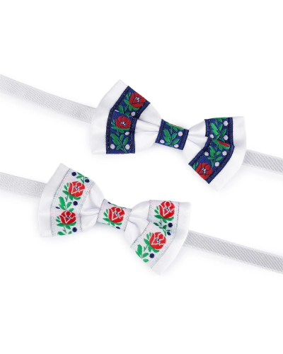 Saténový motýlik folklór hand made, dĺžka 9 cm - 1 ks | Mimib