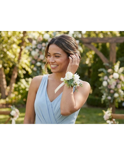 Náramok s kvetmi pre družičky s uväzovacou stuhou - 1 ks | Mimib