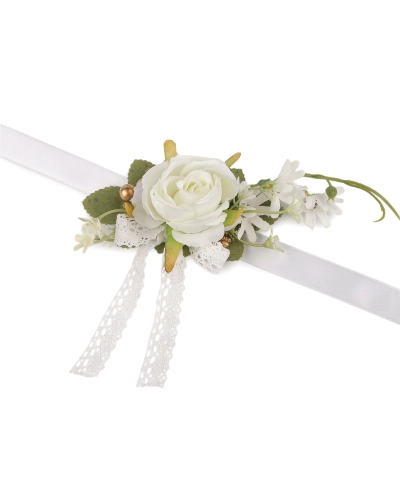 Náramok s kvetmi pre družičky s uväzovacou stuhou - 1 ks | Mimib