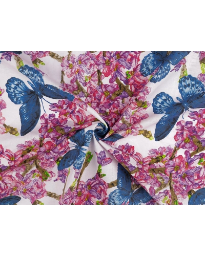 Bavlnená látka / plátno kvety / motýle šírka 220 cm - 1 m | Mimib