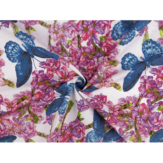Bavlnená látka / plátno kvety / motýle šírka 220 cm - 1 m | Mimib
