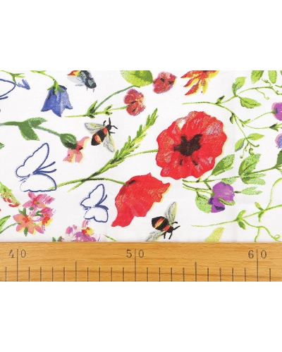 Bavlnená látka / plátno lúčne kvety šírka 220 cm - 1 m | Mimib