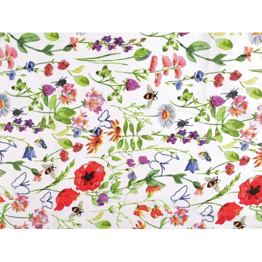 Bavlnená látka / plátno lúčne kvety - 1 m | Mimib
