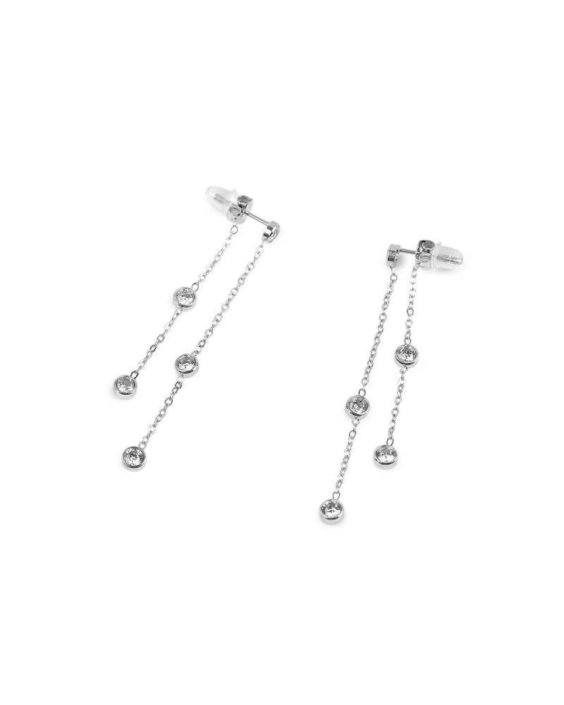 Náušnice z nerezovej ocele s brúsenými kamienkami - 1 pár | Mimib