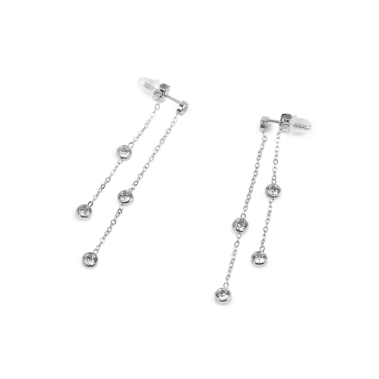 Náušnice z nerezovej ocele s brúsenými kamienkami - 1 pár | Mimib