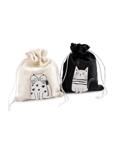 Darčekové vrecúško s drevenou mačkou 14,5x19,5 cm zamatové - 1 ks | Mimib