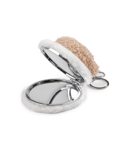 Plyšové kozmetické zrkadlo / prívesok na kabelku medveď, kapybara - 1 ks