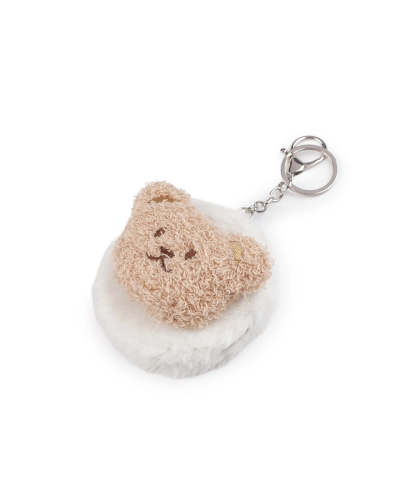 Plyšové kozmetické zrkadlo / prívesok na kabelku medveď, kapybara - 1 ks | Mimib