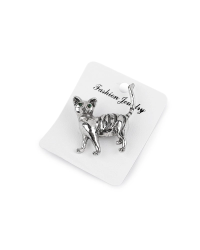 Brošňa s brúsenými kamienkami mačka - 1 ks | Mimib