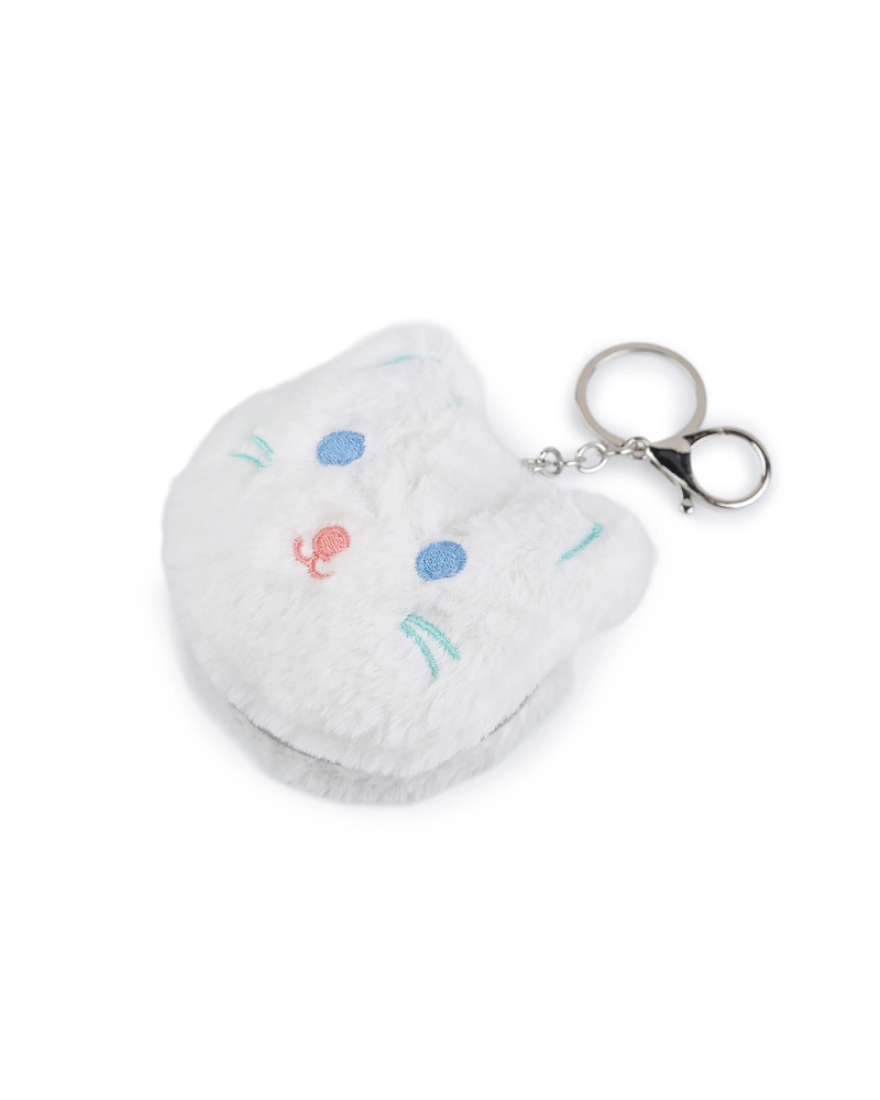 Plyšové kozmetické zrkadlo / prívesok na kabelku mačka - 1 ks | Mimib