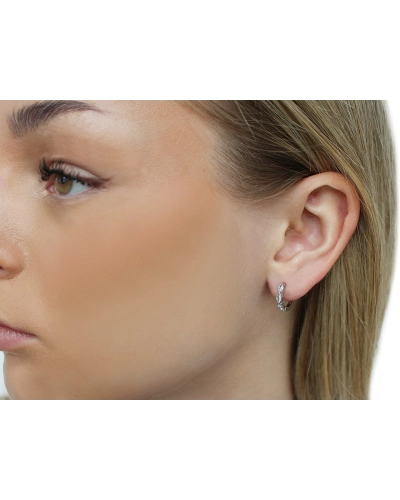 Náušnice z nerezovej ocele krúžky s brúsenými kamienkami - 1 pár | Mimib