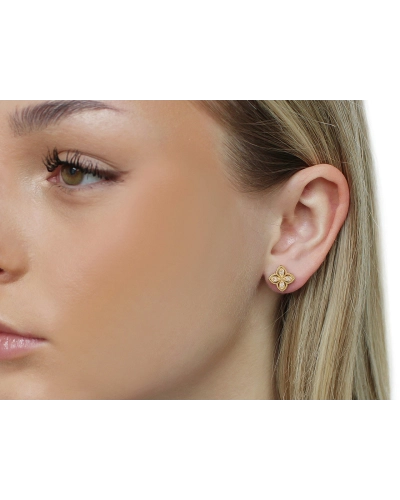 Náušnice z nerezovej ocele s brúsenými kamienkami kvety - 1 pár | Mimib