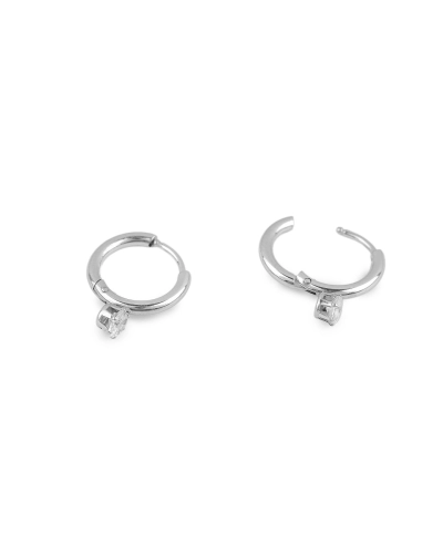 Náušnice z nerezovej ocele krúžky s brúseným kamienkom - 1 pár | Mimib