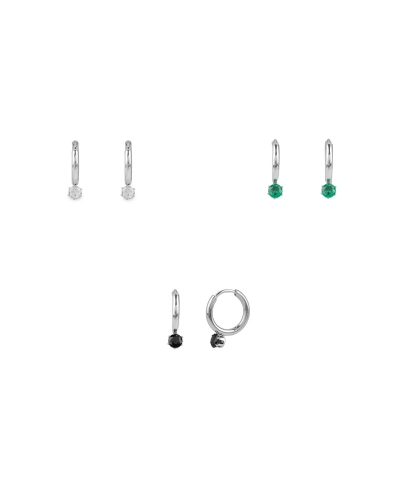 Náušnice z nerezovej ocele krúžky s brúseným kamienkom - 1 pár | Mimib