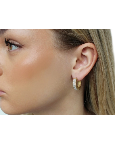 Náušnice z nerezovej ocele s brúsenými kamienkami kruhy - 1 pár | Mimib