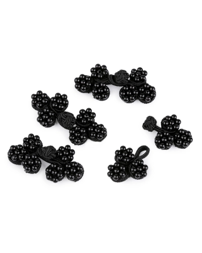 Ozdobné textilné zapínanie s korálkami - 4 pár | Mimib